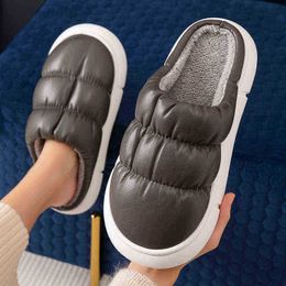 Waterproof AntiSlip Home Slippers Winter Warm Women Indoor Cotton Men NonSlips Ladies Soft Slippers Memory Foam Couples Shoes J220716