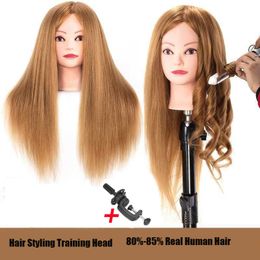 Female Mannequin Training 80-85% Real Hair Styling Head Dummy Doll Manikin Heads For Hairdressers Hairstyles