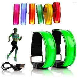 Knee Pads USB Charging Armband LED Luminous Night Running Adjustable Safety Reflective Belt Outdoor Cycling Signal Colors