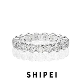 Solitaire Ring SHIPEI Solid 925 Sterling Silver 3MM White Sapphire Gemstone Fine Jewelry Wedding Band Fashion For Women Gifts Wholesale 221119