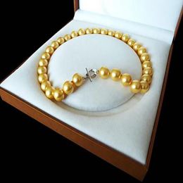 fashion Jewellery 12mm AAA Golden south sea shell pearl necklace 18"