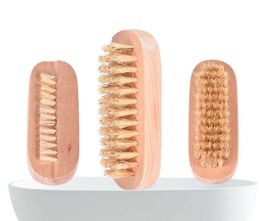Wooden Nail Brush Boar Bristle Massage Brush Double-sided Oval Shape Nail Brush Cleaning Small Spa Brushes 1121