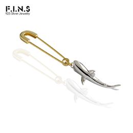 Charm F.I.N.S 1 PC Korean 925 Sterling Silver Earring Single Shark Safe Pin Drop Earrings Personality Pendientes Plata 925 221119