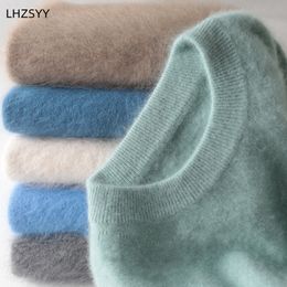 Erkek Sweaters% 100 Saf Mink Cashmere O yakrabalar Örgü Büyük Boy Kış Topları Uzun Kollu Yüksek End'li Jumpers 221121