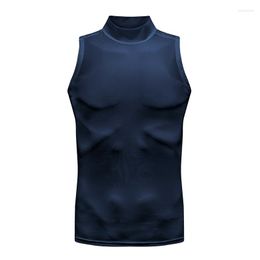 Men's Tank Tops Men Summer Sleeveless Shirt Round Neck Men's Muscular Gym Fitness Top Custom Muay Thai Stand Collar Casual Cool Vests