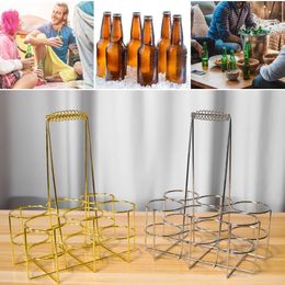 Tabletop Wine Racks 6 Bottle Beer Holder Party Beer Basket Rack Wine Bottle Storage Rack Caddy Stand for BBQ el Bar Wine Beer Bottles 221121