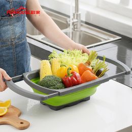 Colanders Strainers Silicone Folding Drain Basket Vegetable Fruit Washing Foldable Strainer Colander Collapsible Drainer Kitchen Storage Tool 221121