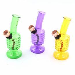 Mini Colourful Glass Portable Removable Pipes Kit Dry Herb Tobacco Philtre Metal Bowl Waterpipe Innovative Design Hookah Smoking Shisha Cigarette Bong Holder DHL