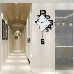 Wall Clocks Nordic Style Wall-mounted Clock Wrought Iron Hanging Pendulum Living Room Bar High Quality Decoration