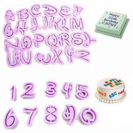 26pcs Set Fondant Letter and Number Stamp Set Food Grade Small Plastic Fondant Cutters Make It Easy to Press Out Shapes Purple 1223706