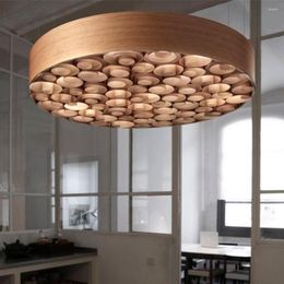 Pendant Lamps Chandelier Modern Simple Creative Personality Round Atmosphere Artistic Living Room Wood Leather Dining Table