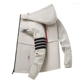 Men's Jackets Arrivals Windproof Hooded Jacket Men's Autumn And Winter Korean Style Stripe Coat Youth Trend Clothing