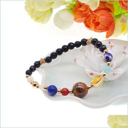 Beaded Universe Galaxy The Eight Planets In Solar System Guardian Star Natural Stone Beads Bracelet Bangle For Women Men Gift Drop D Dhlr7