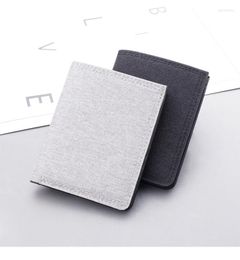 Wallets Canvas Wallet For Men Short Coin Purse Pouch Card Holder Vertical Money Organiser Bag Pocket Male