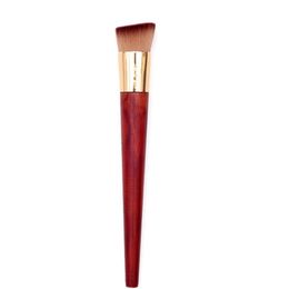 Classic Solid Red Wood T Brush Angled Flat Liquid Foundation Makeup Brush BB Cream