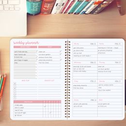 Notepads Daily Weekly Planner Undated Agenda Spiral Notebook 52 Weeks Diary Organiser Book Schedule School Office Stationary Supplies 221119