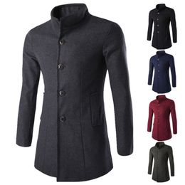 Men's Wool Blends Autumn and Winter Fashion Lapel Long Business Casual Warm Coat Men's Tweed Solid Color Coat Wool Blends Clothing 3XL 221121