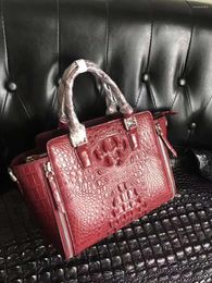 Evening Bags Top Luxury Quality Genuine Real Shinny Crocodile Leather Women Handle Tote Bag With Cow Strap Lady