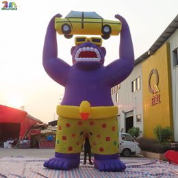 Free Delivery outdoor activities 6m/20ft 8m/26ft 10m/30ft outdoor giant Inflatable Gorilla Holding Car for advertising