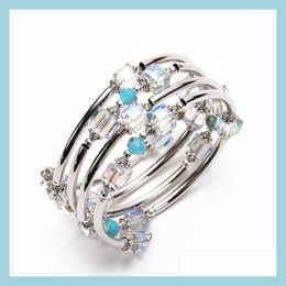 Beaded Natural Square Crystal Winding Bracelet Fashion Mti Circle Lady For Women And Girls Drop Delivery Jewelry Bracelets Dhcqg