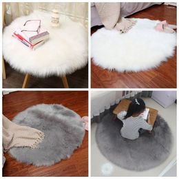 Carpets Carpet Soft Sheepskin Rug Skins Seat Pad Round Area Rugs Floor Mat 2 Colors Home Decorator For Room