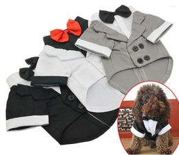 Dog Apparel Pet Clothes Puppy Shirt Wedding Tuxedo Western Style Suit With Bow Tie Clothing For Dogs Coat