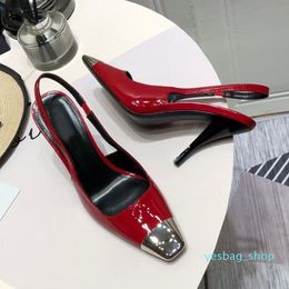 Women Sandals Dance Shoe High Heels Beach Shoes Party Fashion 100% Leather Pointed New Sexy Designer Super Lady Wedding Metal Buckle Large Size 35-41-42