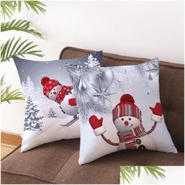 Christmas Decorations Christmas Decorations Snowman Pillowcase Merry White Pillow Er Xmas For Home Decor Santa Claus Happy Year 2022 Dhiy4