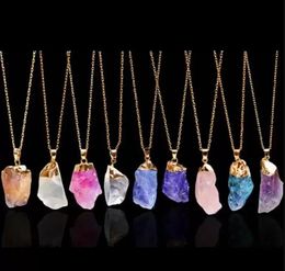 Valentine's Day Party Favor Natural Crystal Quartz Healing Point Chakra Bead Gemstone Necklace Pendant Wholesale EE