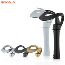 Bathroom Sink Faucets Black Basin Taps Single Handle Waterfall Faucet Solid Brass Mixer Creative Hollowed Out Design Water Tap 221121