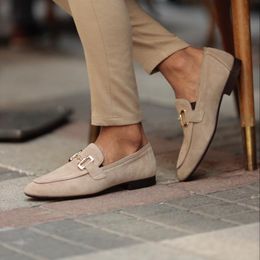 Dress Shoes Men's Beige Suede Casual Loafers Black Breathable Slip-On Flock Men Zapatos De Hombre men shoes 221119