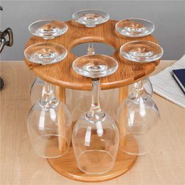 Tabletop Wine Racks Creative Upside Down Glass Household Bottle Cabinet Bamboo Wood Holders 221121