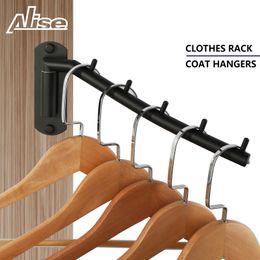 Hooks Rails Clothes Rack Coat Hangers Wall Mounted Hanger Stainless Steel Indoor Space Saving for clothes Bathroom Swing Arm 221121