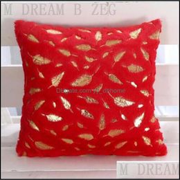 Pillow Case Bronzing Pillow Case Feather Pattern Pillowcase Plush Throw Er Home Office Sofa Seat Embrace Cushion Drop Delivery Garde Dhlhi