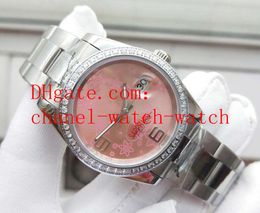 Real Photo Topselling Lady Fashion Watch 36mm 116244 Diamond Bezel Diamond Dial Stainless steel PINK FLOWER Women Automatic Movement Watches