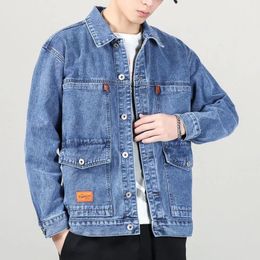 Men's Jackets Autum Winter Men's Denim Jacket Coats Fashion Retro Classic Lapel Slim Biker Street Style Blue Black Jean Jacket Outwear Male 221121