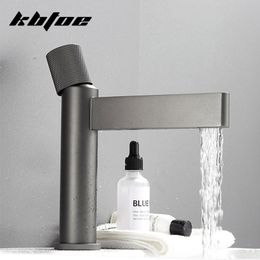 Bathroom Sink Faucets Brass Cast Basin Faucet Premium Grey Cold Mixer Tap For Waterfall Spout Deck Mounted Single Handle Wash 221121