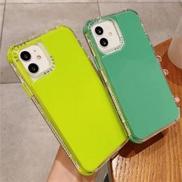 Luxury Candy Colour Shockproof Bumper Phone Cases For iPhone 14 11 12 13 Pro Max XR XS Max X 7 8 Plus 13 14Pro 3 in 1 Soft Silicone PC Cover