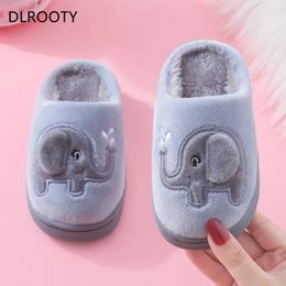 Slipper Winter Slippers for Boy Girl Elephant Cartoon Cute Warm Flat Shoes Children Non Slip Home Indoor Fashion Kids Slides Flip Flops 221121