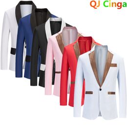 Mens Suits Blazers Spring and Autumn White Blazer Singlebutton Business Men Suit Jacket Coat Blue Red Black Costume Homme M3XL 221121
