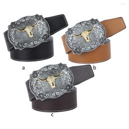 Belts Men's Silver Button Head Retro Multifunctional Fancy Rustic Stylish Design Durable Adjustable Leather Belt
