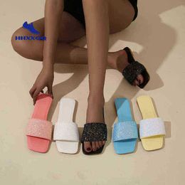 Glitter Slippers Women Summer Sandals New Fashion Bling Female Candy Color Slippers Beach Diamond Flat Shoes Outdoor Sandals J220716