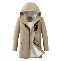 Men's Jackets Winter Warm Men's Hooded Lamb Fleece Mid Length Cotton Coats Men Jacket Men Clothing 221121