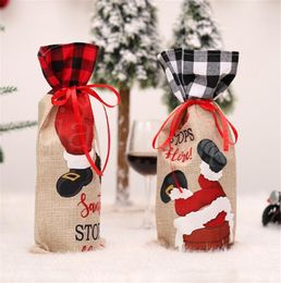 Christmas Champagne Wine Bottle Cover Santa Claus Gift Bags Xmas New Year Decoration Dinner Table Ornaments de944