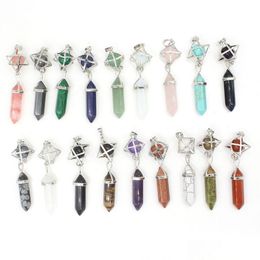Pendant Necklaces Gemstone Meditation Healing Pendants Pointed Chakra Crystal Stone Random Color For Necklace Jewelry Drop Delivery Dhgob