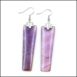 Charm Fashion Earrings Natural Crystal Stone Geometric Amethyst Rose Quartz Tiger Eye Stones For Women And Girl Jewelry Drop Delivery Dh0In