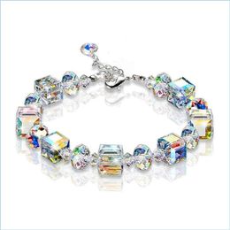 Charm Bracelets Iridescence Rainbow Diamond Bracelet Crystal Charm Bracelets Women Fashion Jewellery Gift Drop Delivery Dhgd5