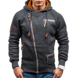 Mens Hoodies Sweatshirts Hoodie Autumn Casual Solid Long Sleeve Slim Zipper Hoody Sweatshirt Hooded Streetwear 221121