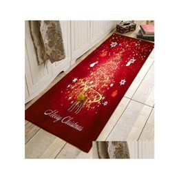 Bath Mats Merry Christmas Door Mat Santa Claus Flannel Outdoor Carpet Decorations For Home Xmas Party Favours Drop Delivery Garden Ba Dhq4N