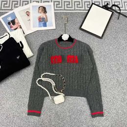 Winter women sweater Miu designer sweatshirt wool sweaters womens knitwear Letter Embroidery pullover short jacket